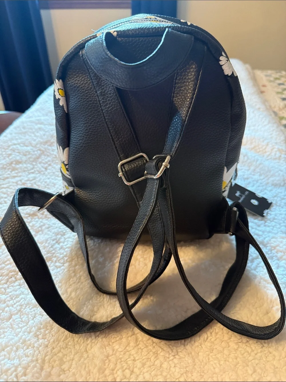 Dabney Lee Black Daisy Mini Backpack with Yellow Centers